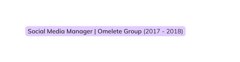 Social Media Manager Omelete Group 2017 2018